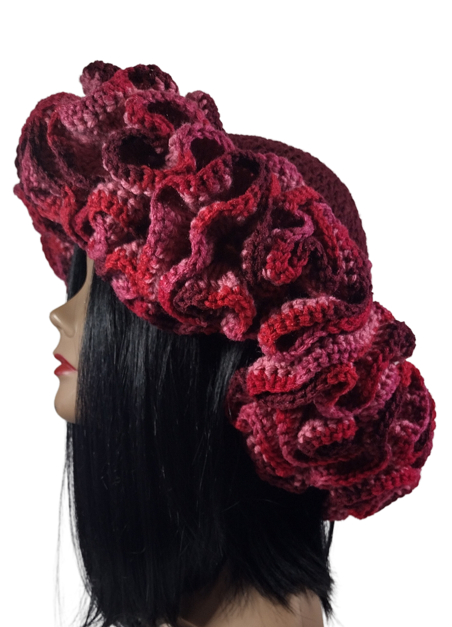 Blk Lotus Co's Deluxe Bloom Diva Crown: Burgundy Chic with a Splash of Colorful Flair
