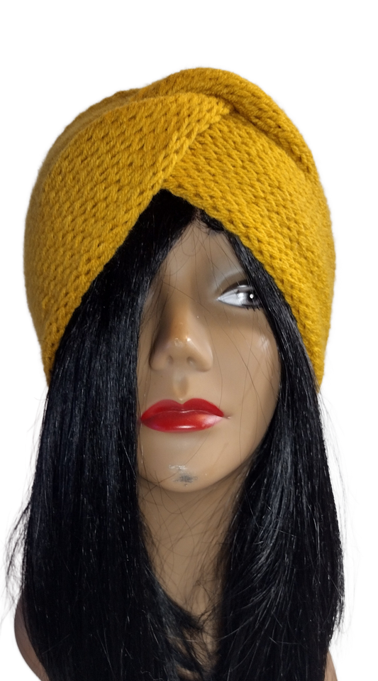 Blk Lotus Co Mustard Yellow Twist Knit Headband: Style and Warmth Unite