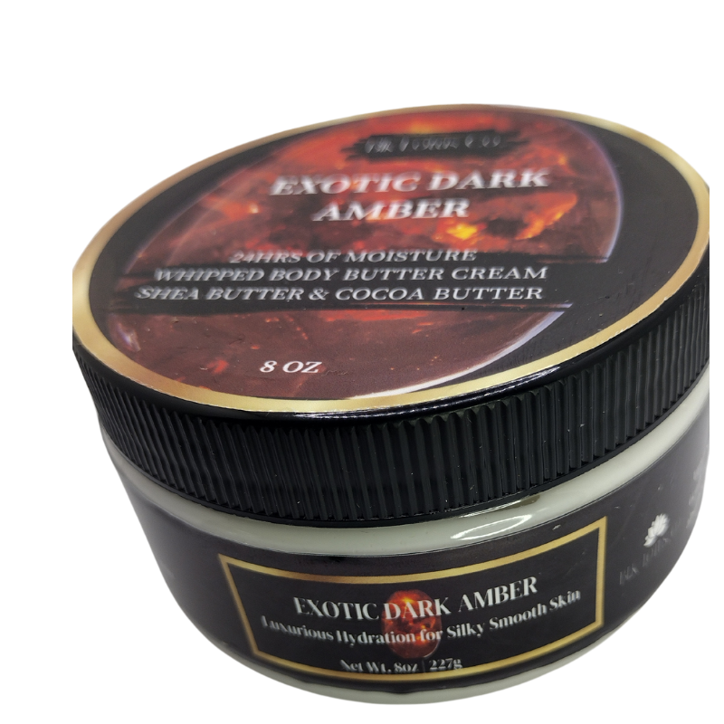 BLK Lotus Co Luxury Exotic Dark Amber Whipped Body Butter Cream for Men – 24-Hour Hydration with Shea & Cocoa Butte