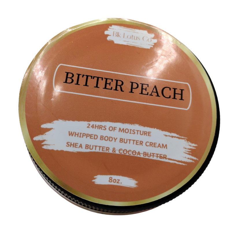 BLK Lotus Co Luxury Bitter Peach Whipped Body Butter Cream – 24-Hour Hydration with Shea & Cocoa Butter