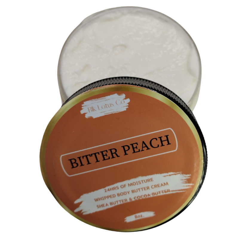 BLK Lotus Co Luxury Bitter Peach Whipped Body Butter Cream – 24-Hour Hydration with Shea & Cocoa Butter