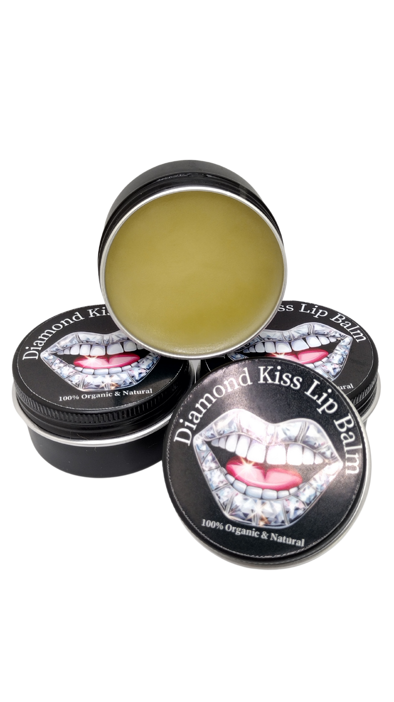 Radiant Lips Unveiled: Blk Lotus Co's Unscented Diamond Kiss Lip Balm - A Luxurious 1 oz Tin Infused with Nature's Finest