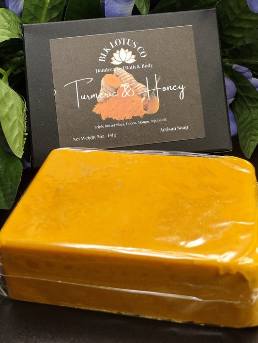 Blk Lotus Co 5oz Golden Glow Handcrafted Turmeric, Honey, and Triple Butter Soap