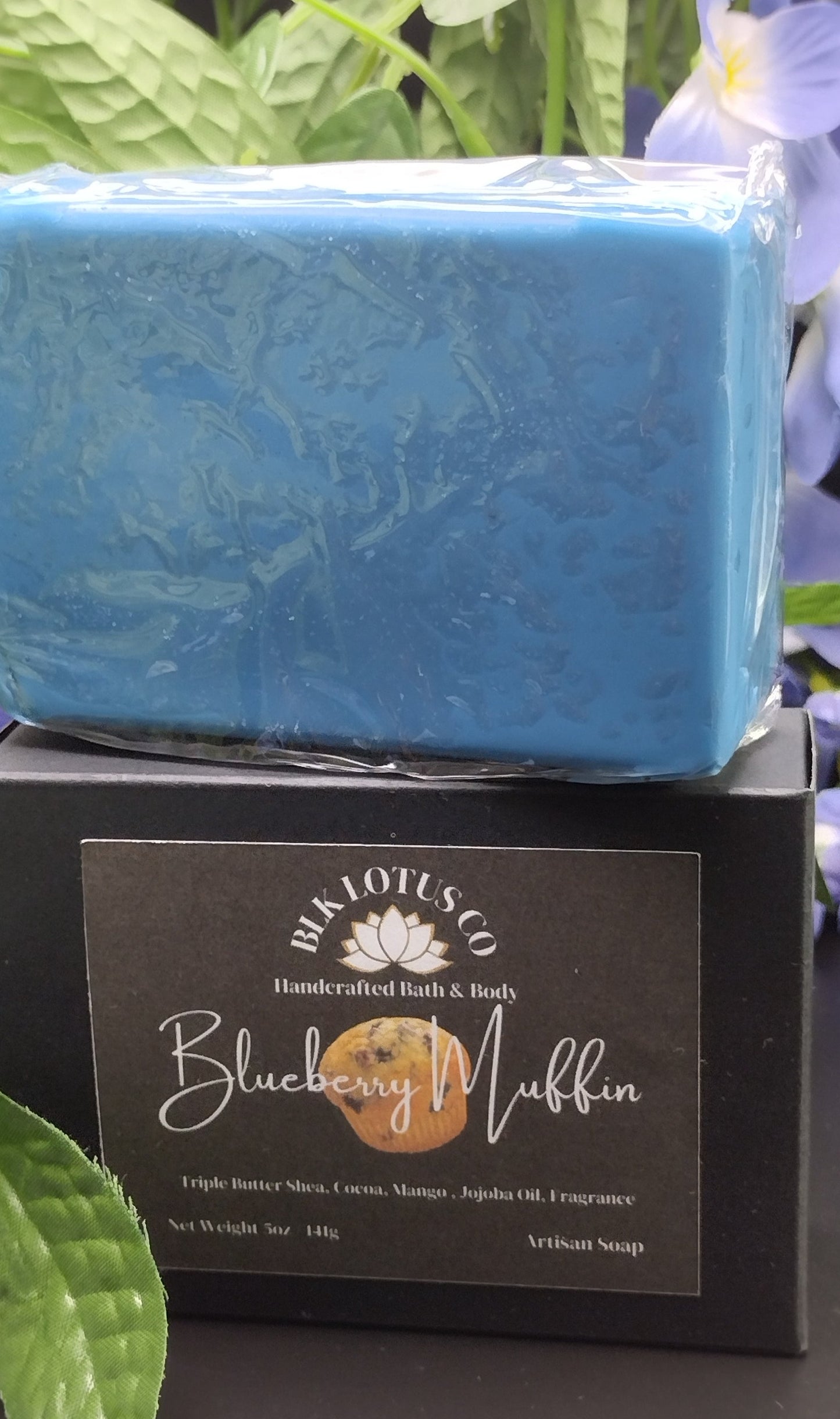 Blk Lotus Co 5oz Blueberry Muffin Handcrafted Triple Butter Shea, Mango, and Cocoa Butter Soap