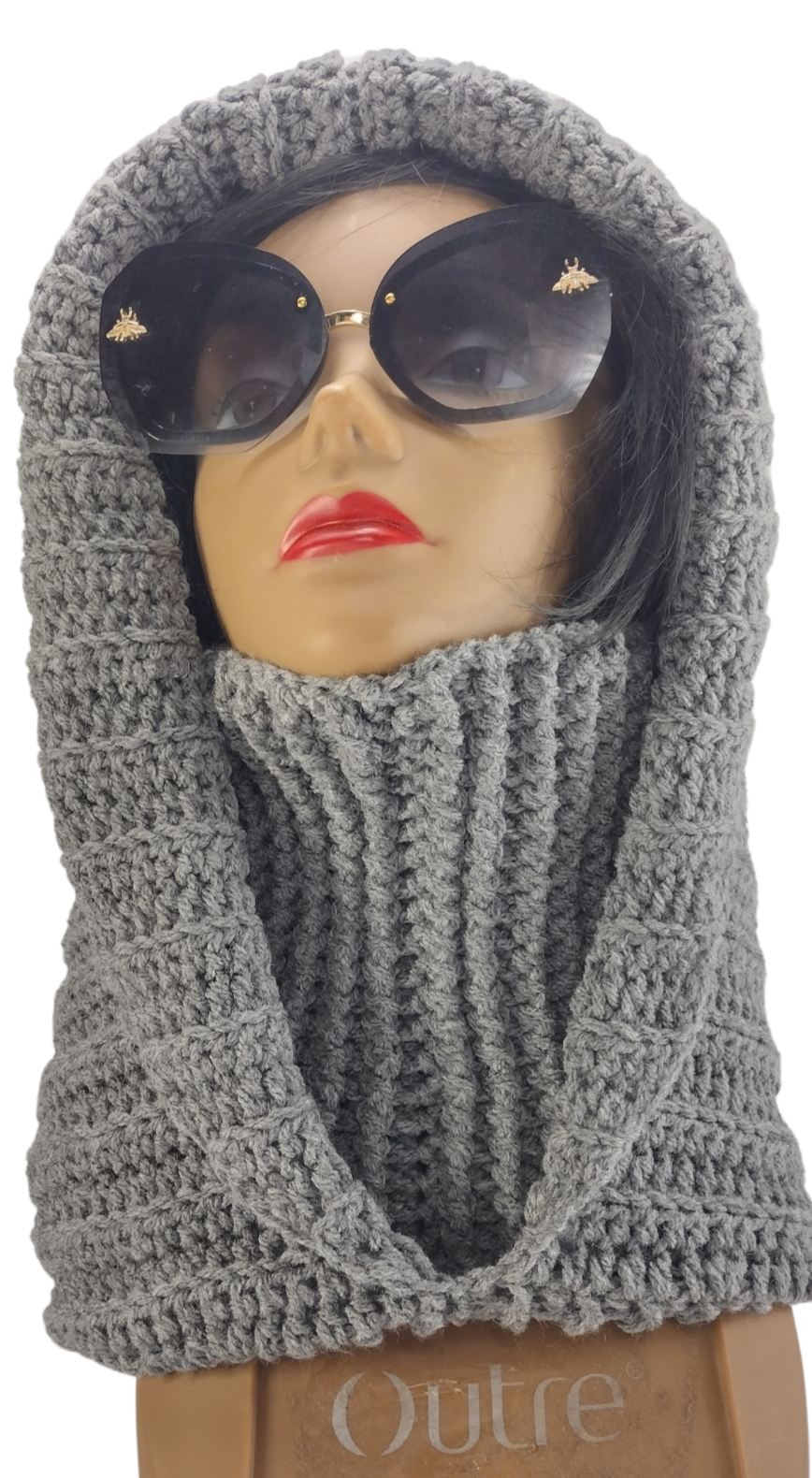 Crochet Unisex Hooded scarf women, crochet hoodie